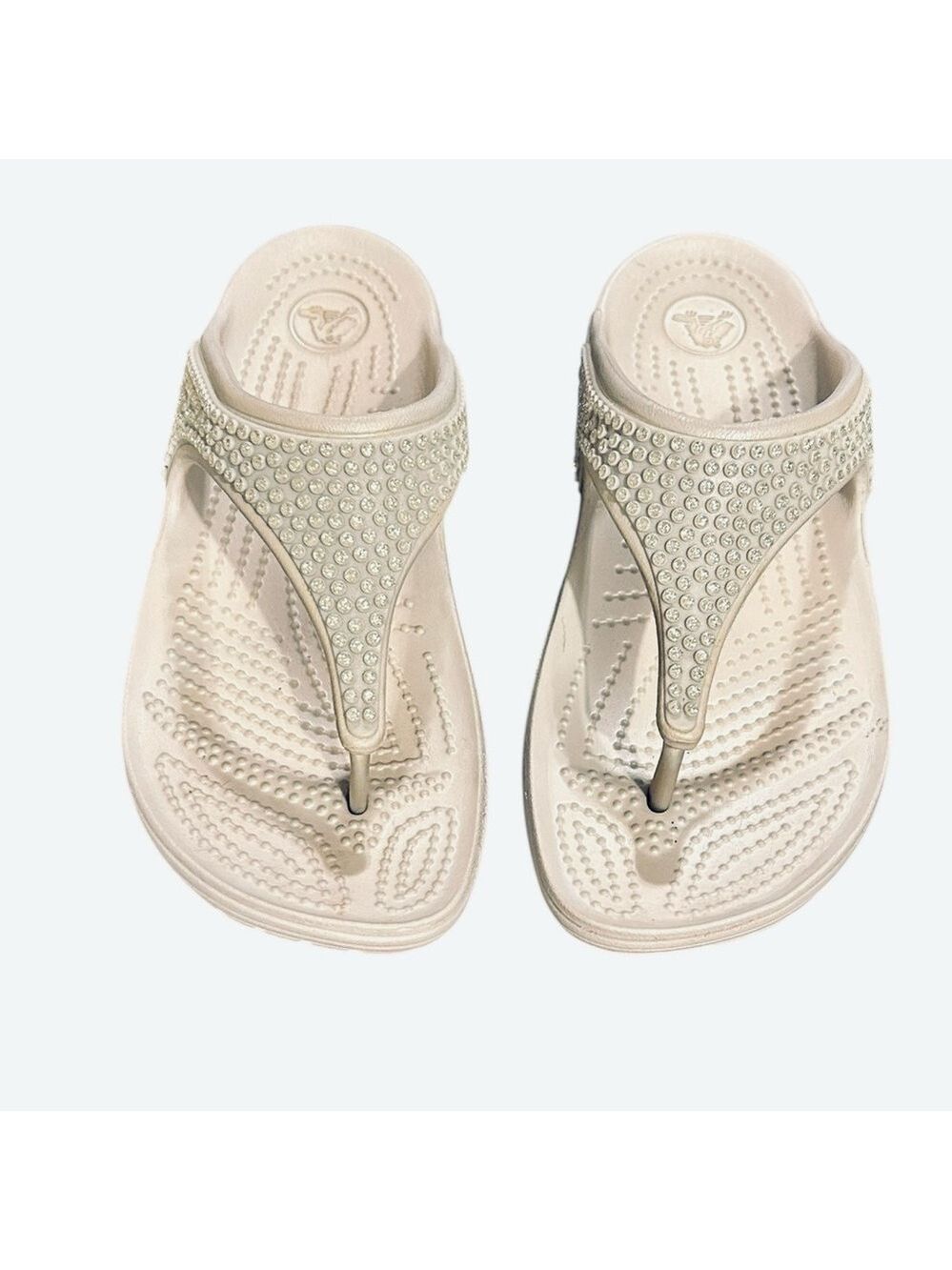 CROCS Sloane Diamante Beaded Sandals Flip Flops Wedge Platform Shoes W6